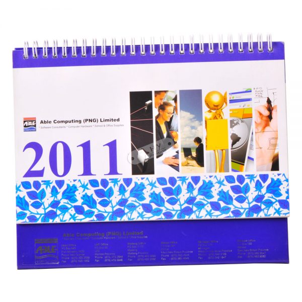 White wiro bound desktop calendar